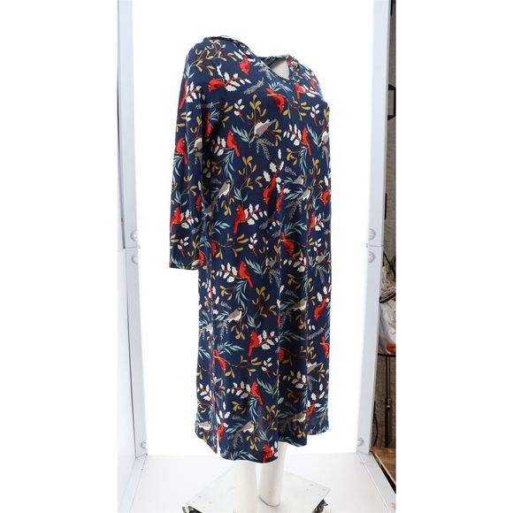 Comfort Code Brushed Knit Long-Slv Hooded Lounger Cardinal Birds 723037P - Picture 8 of 8